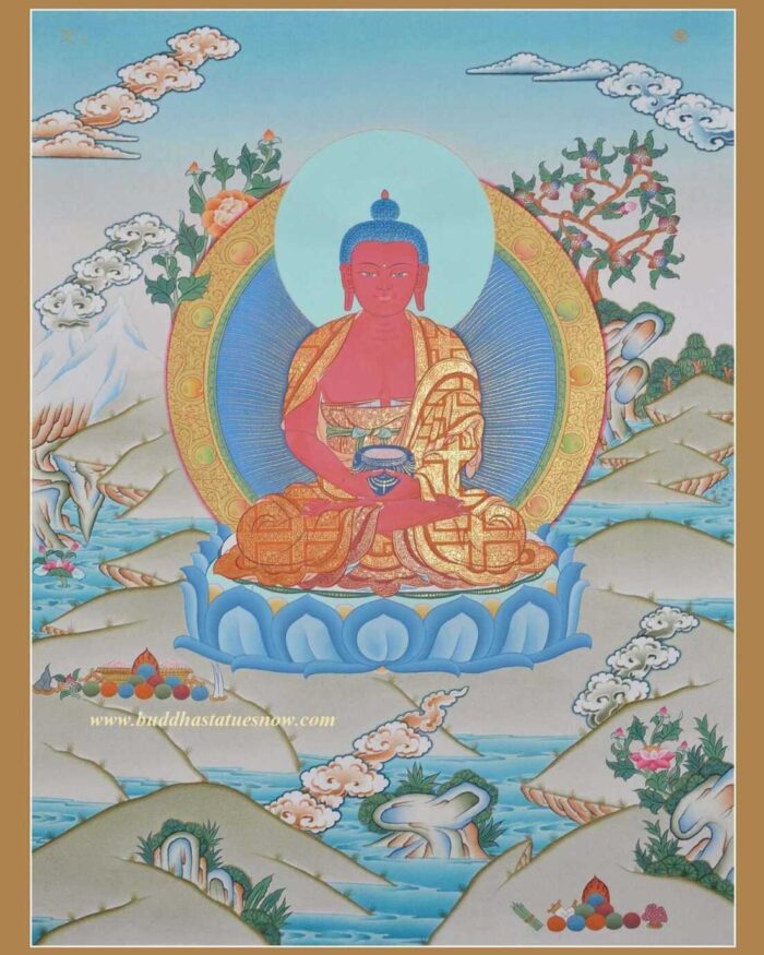 Amitabha Buddha Thangka, 26" x 20.25" (24k Gold Detail) - Gallery