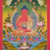 Amida Buddha Thangka Painting 30.25" x 22.5", 24k Gold Detail - Full Frame