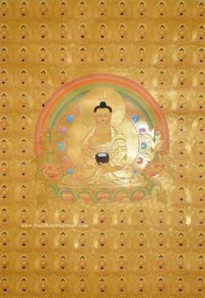 108 Shakyamuni Buddha Tibetan Thangka Painting 35" x 27.5" (24k Gold Detail) - Gallery