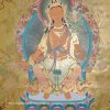 Maitreya Buddha Tibetan Thangka Painting 47" x 34.25" (24k Gold Detail) - Thangka Detail
