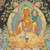 Maitreya Buddha Tibetan Thangka Painting 47.5" x 35" (24k Gold Detail) - Thangka Detail