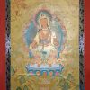 Maitreya Buddha Tibetan Thangka Painting 47" x 34.25" (24k Gold Detail) - Gallery