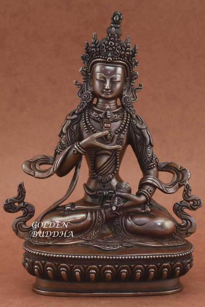 Antiquated Nepali Vajrasattva Statue, 9" Hand Crafted Fine Details, Dorje Sempa - Gallery