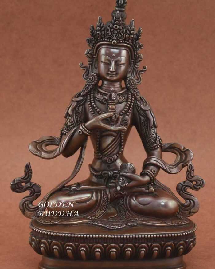 Antiquated Nepali Vajrasattva Statue, 9" Hand Crafted Fine Details, Dorje Sempa - Gallery