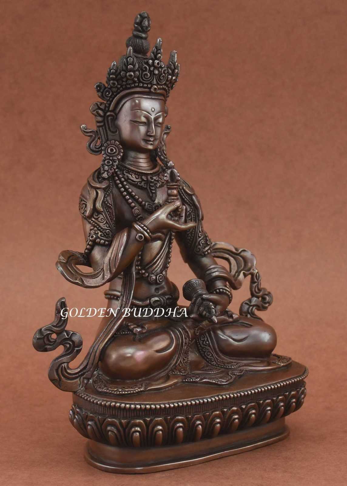 Antiquated Nepali Vajrasattva Statue, 9" Hand Crafted Fine Details, Dorje Sempa - Right