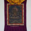 Yellow Dzambhala Tibetan Thangka Painting 50.25" x 37.5" (24k Gold Detailing) - Front