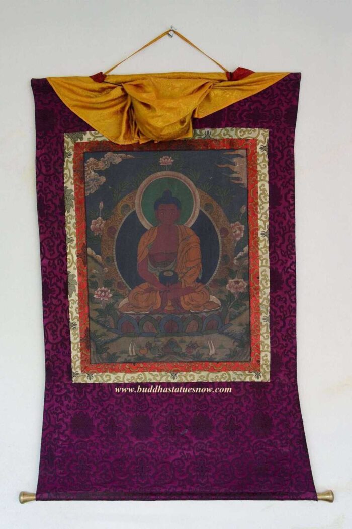 Amitabha Buddha Thangka Painting 50" x 37.75", 24k Gold Detail - Gallery