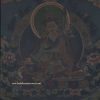 Guru Rinpoche Tibetan Thangka Painting 50.25" x 37.25" (24k Gold Detail) - Face Detail