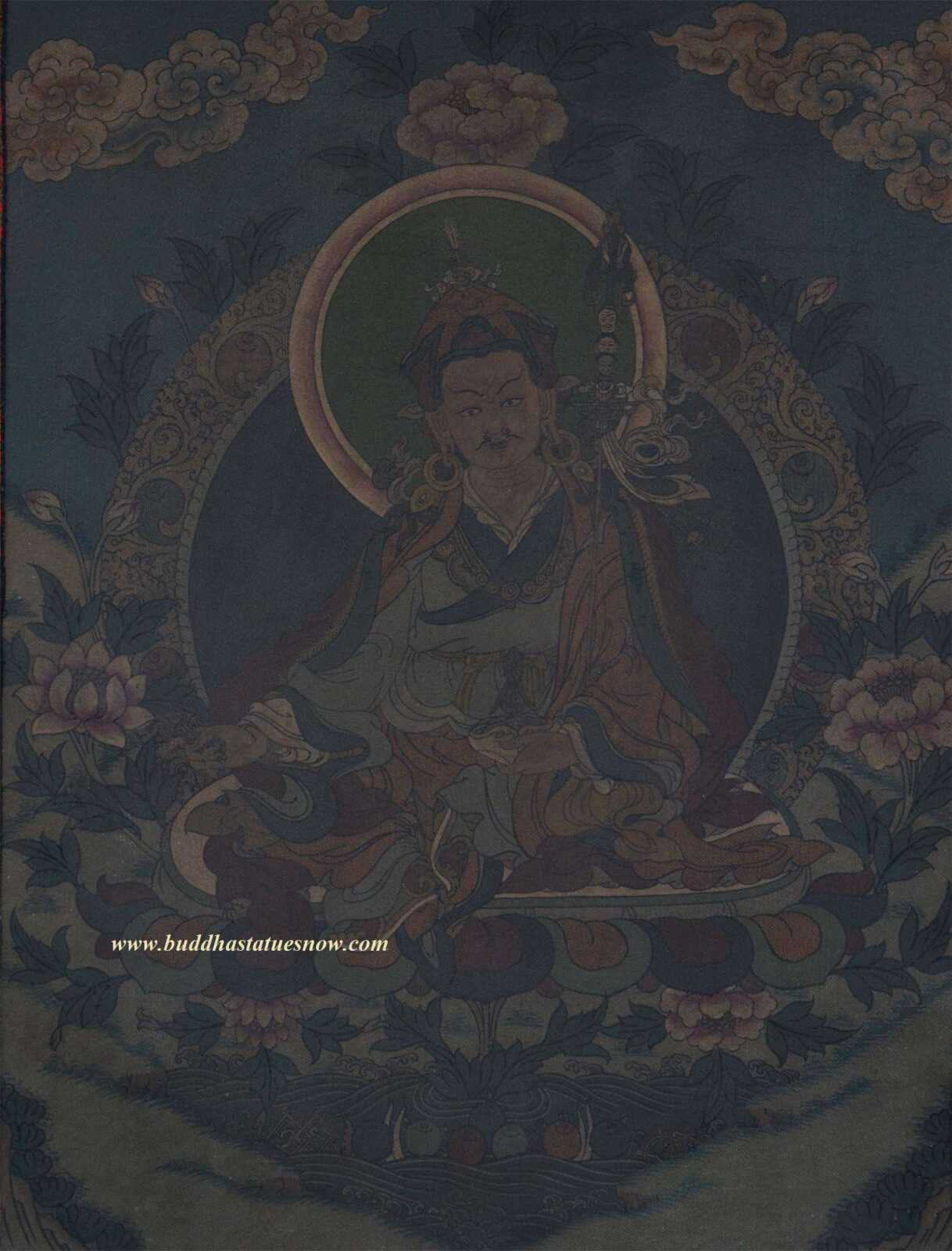 Guru Rinpoche Tibetan Thangka Painting (24k Gold Detail)