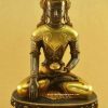 Oxidized Copper 10.5" Shakyamuni Buddha Statue (24k Gold Gilded) - Front