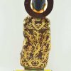 Multicolored 19" Standing Shakyamuni Buddha Statue 24k Gold Detailing, Removable Frame - Back