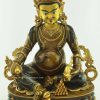 Partly Gold Gilded 18" Yellow Dzambhala Statue (Oxidized Copper) - Front