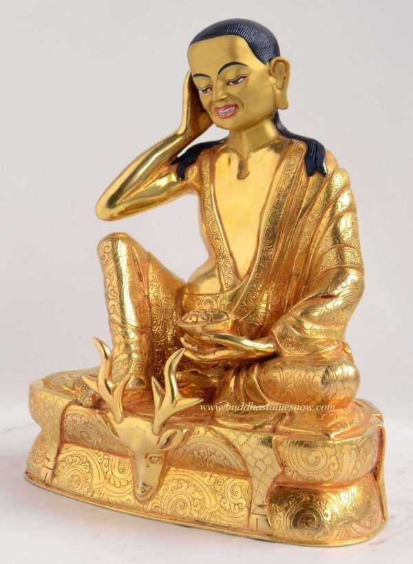 Guru Milarepa Statue Fully Gold Gilded 7.5" (24k Gold)