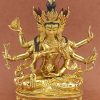 Fully Gold Gilded 9.5" Namgyalma Statue, Finely Carved Details, Gold Painted Face - Gallery