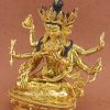 Fully Gold Gilded 9.5" Namgyalma Statue, Finely Carved Details, Gold Painted Face - Left