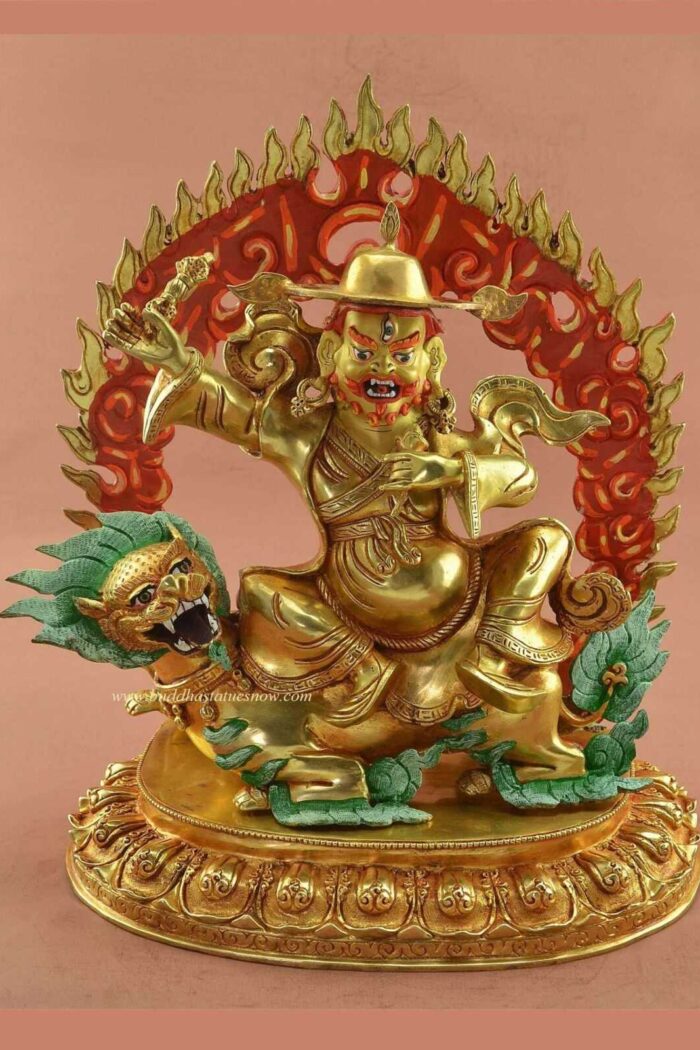 Partly Gold Gilded 13.5" Dorje Drollo Statue (Wrathful Padmasambhava) - Front
