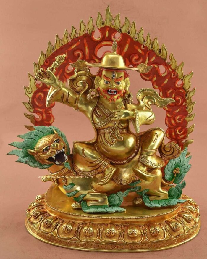 Partly Gold Gilded 13.5" Dorje Drollo Statue (Wrathful Padmasambhava) - Front
