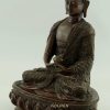 Oxidized Copper 8.75" Nepali Amitabha Statue, Beautiful Hand Carved Engravings - Left