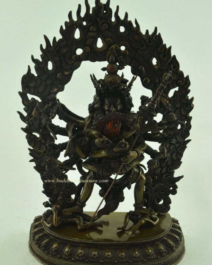 Oxidized Copper 13.5" Chakrasamvara Statue w/Consort - Front