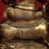 Antique Copper Finish 35cm Yellow Dzambhala Statue (Snow Lion Mount) - Back