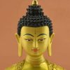 Fully Gold Gilded 13.5" Shakyamuni Buddha Statue - Face Detail