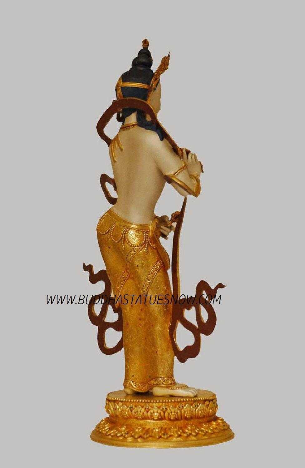 Partly Gold Gilded 52cm Standing Vajrasattva Statue - Right Side