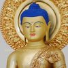 Fully Gold Gilded 52cm Masterpiece Shakyamuni Buddha Statue - Face Detail