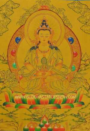 Aparmita Tibetan Thangka Painting 15.25" x 12" (Hand Painted) - Front w/o Border