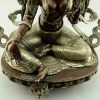 Beautiful Green Tara Statue, 16" Silver Plated Highlights, Fine Hand Carved Detailing - Upper View