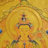 Chenrezig Thangka Painting, 15.5" x 9.75", 24K Gold Detailing - Face Details