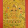 Chenrezig Thangka Painting, 15.5" x 9.75", 24K Gold Detailing - Gallery w/Border