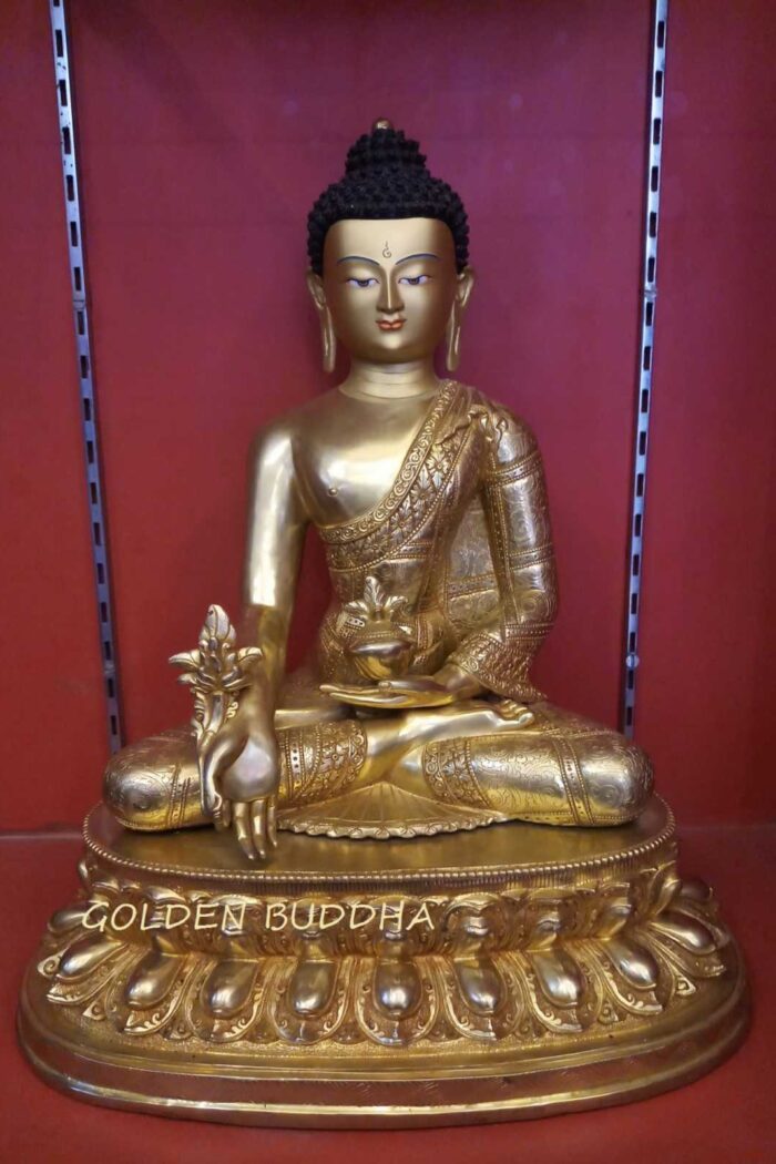 Fully Gold Gilded 18" Medicine Buddha Statue - Gallery