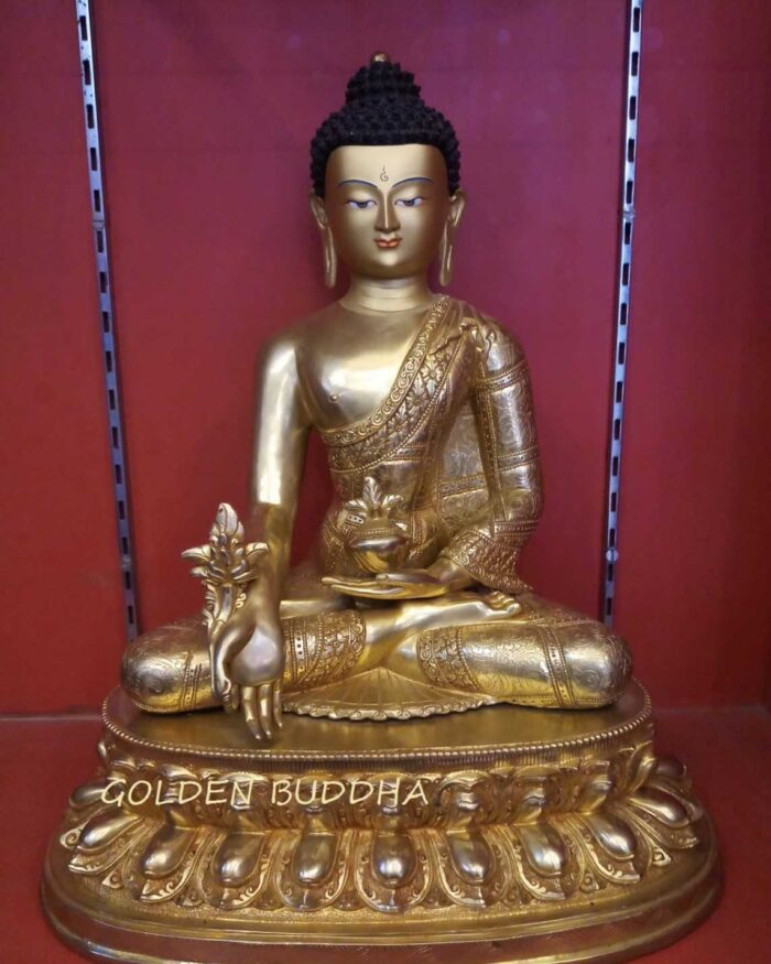 Fully Gold Gilded 18" Medicine Buddha Statue - Gallery