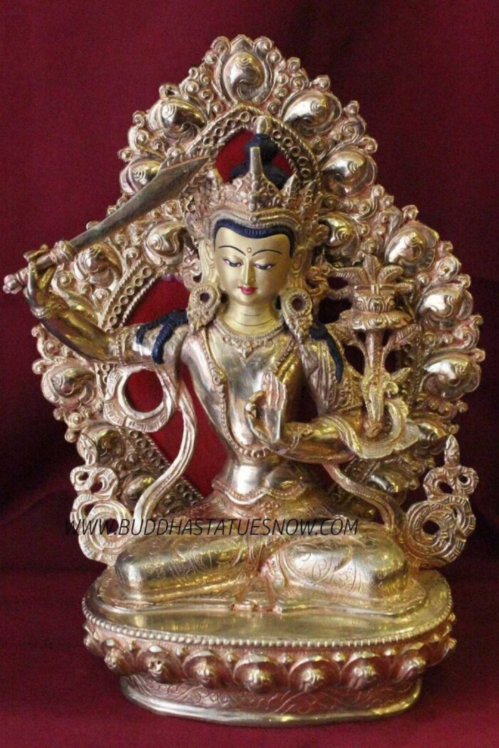 Fully Gold Gilded 9" Manjushri Statue - Gallery