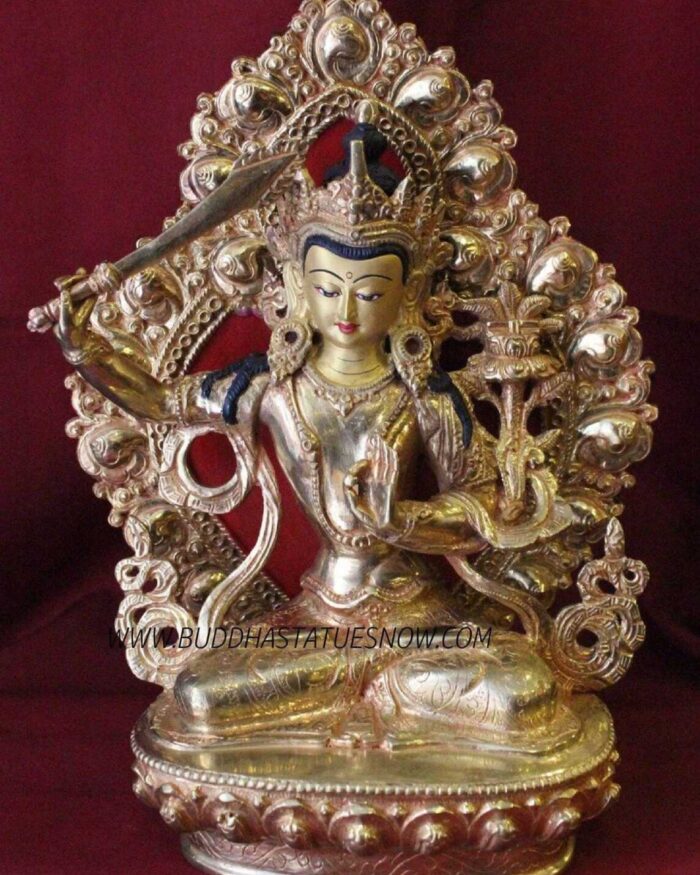 Fully Gold Gilded 9" Manjushri Statue - Gallery