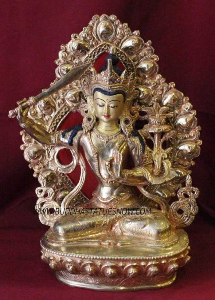 Fully Gold Gilded 9" Manjushri Statue - Gallery