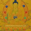Medicine Buddha Tibetan Thangka Painting 15.5" x 12.25" (Hand Painted) - Front w/o Border