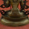 Oxidized Copper 13.25" White Tara Statue, Gold Painted Face, Double Lotus - Lower Back