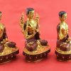 Oxidized Copper 8" Guru Tsongkhapa Statue Set (24k Gold Details) - Right