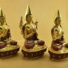 Oxidized Copper 9.25" Guru Tsongkhapa Statue Set (24k Gold Gilded) - Right