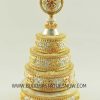 Tibetan Mandala Set 10" Fine Hand Carvings, Gold and Silver Plated (Semiprecious Stones) - Front