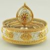 Tibetan Mandala Set 10" Fine Hand Carvings, Gold and Silver Plated (Semiprecious Stones) - Parts Inner