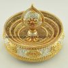 Tibetan Mandala Set 10" Fine Hand Carvings, Gold and Silver Plated (Semiprecious Stones) - Parts Inner Top