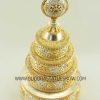 Tibetan Mandala Set 10" Fine Hand Carvings, Gold and Silver Plated (Semiprecious Stones) - Top