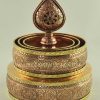 Tibetan Mandala Set 10.25" Brass Rings, Finely Carved, Stones (w/o Base Ring Stand) - Inside Top