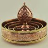 Tibetan Mandala Set 10.25" Copper, Brass Rings, Stones (w/o Base Ring Stand) - Inside