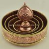 Tibetan Mandala Set 10.25" Copper, Brass Rings, Stones (w/o Base Ring Stand) - Inside Upper