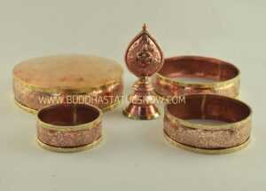 Tibetan Mandala Set 10.25" Copper, Brass Rings, Stones (w/o Base Ring Stand) - Parts