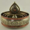 Tibetan Mandala Set 10.25" White Metal, Copper Rings (w/o Base Ring Stand) - Inside