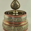 Tibetan Mandala Set 10.25" White Metal, Copper Rings (w/o Base Ring Stand) - Inside Top